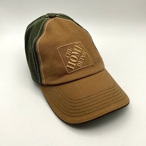 Home Depot Baseball Cap Mesh Back Brown Canvas Logo Tag Adjustable Back Promo